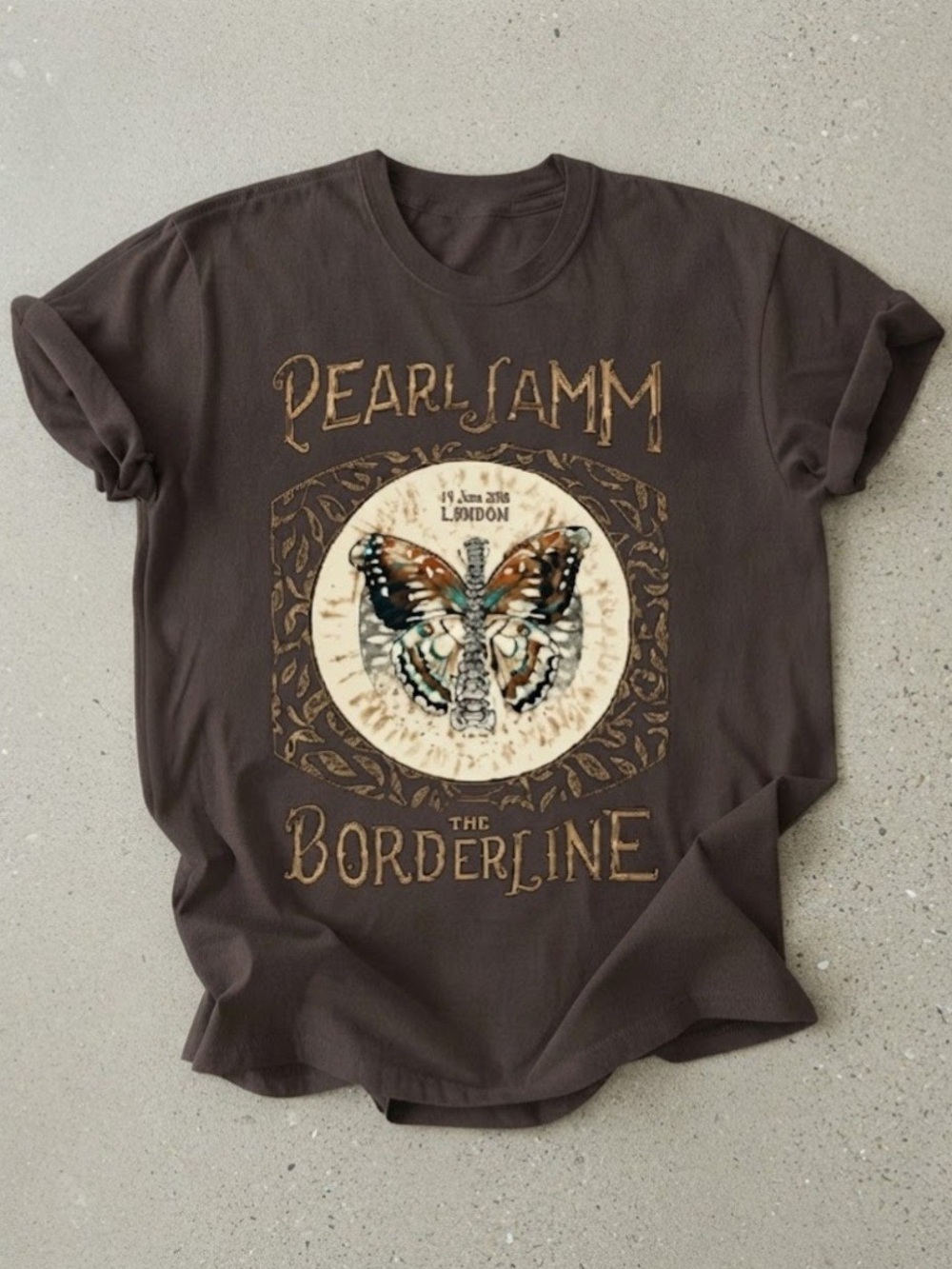 Pearl Jamm Butterfly Tee Gildan T-Shirt Brown